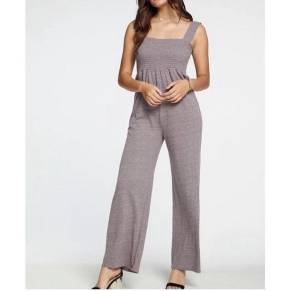 Chaser smocked top pant romper - size small - purple - Picture 1 of 7